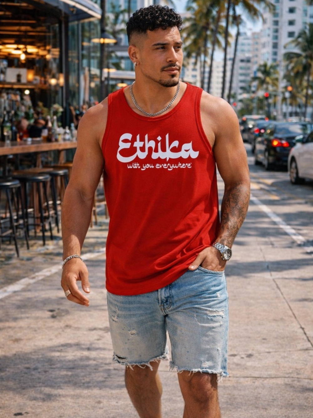 ethika Red Tank Top with White Logo